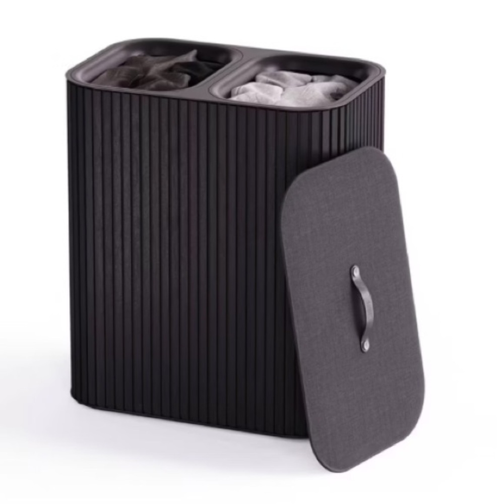 Tota Twin Luxe Bamboo Laundry Basket - Black
